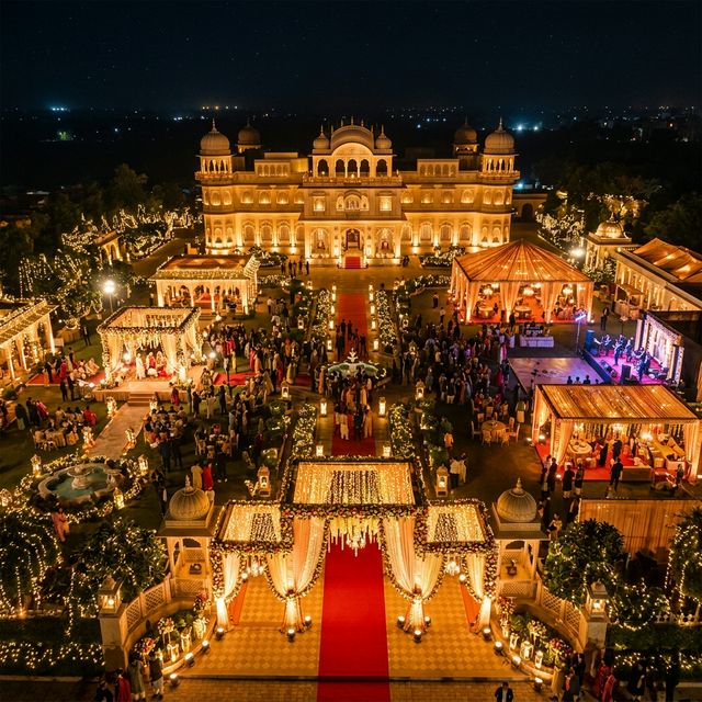 Drone aerial shot wedding Gwalior